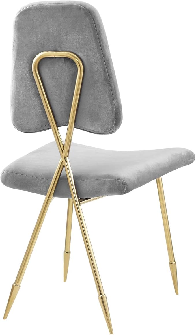 Modway Ponder Mid-Century Modern Performance Velvet Set of Two Dining Chairs in Gray