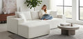 Ridge 2-Piece Convertible Corduroy L-Shaped Sofa in a Box with Pillows 3-Seater Modular Sectional Couch Compressed Living Room Furniture Beige (Left Facing)