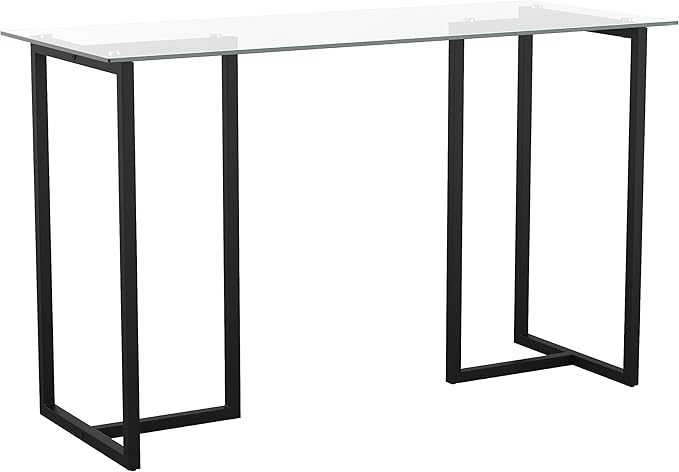 Martha Stewart Eli Home Office Desk with Glass Top and Steel Frame Oil Rubbed Bronze