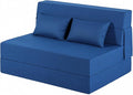Folding Sofa Bed Foldable Sleeper Chair with Pillow Convertible Fold Out Chair Bed with Washable Cover Foldable Mattress for Living Room Bedroom Guest Room Standard Size Blue
