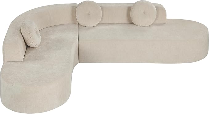 122'' Curved Design Sectional Sofa Extra Large Sectional Sofa Soft Fabric Upholstery 5-Seater Sectional Couches with Three Round Cushions High-Resilience Foam for Ultimate Comfort