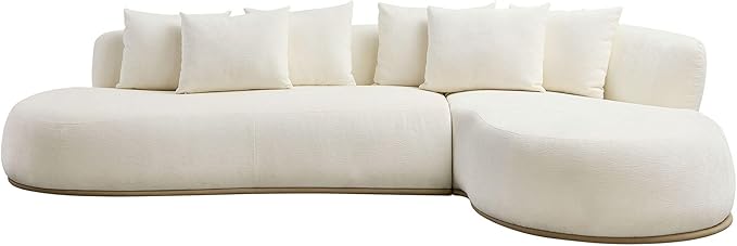 kevinplus 134.63'' Large Sectional Curved Sofa Couch with Chaise Lounge for Living Room Oversize L-Shape Modern Sectional Sofa Couch Wood Structure &amp Easy Assembly (Right-Facing Beige)