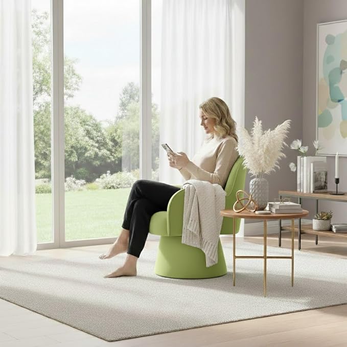Swivel Accent Chairs Modern Comfy Velvet Barrel Armrest Chairs with Curve Back Soft Cushion Olive Green Armchairs with Arms Small Round Chair for Small Spaces Bedroom Living Room
