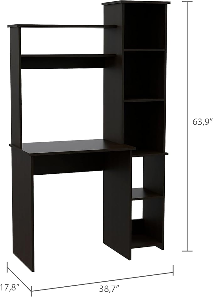 Home Office Desk Writing Desk Six ShelvesEngineered Wood