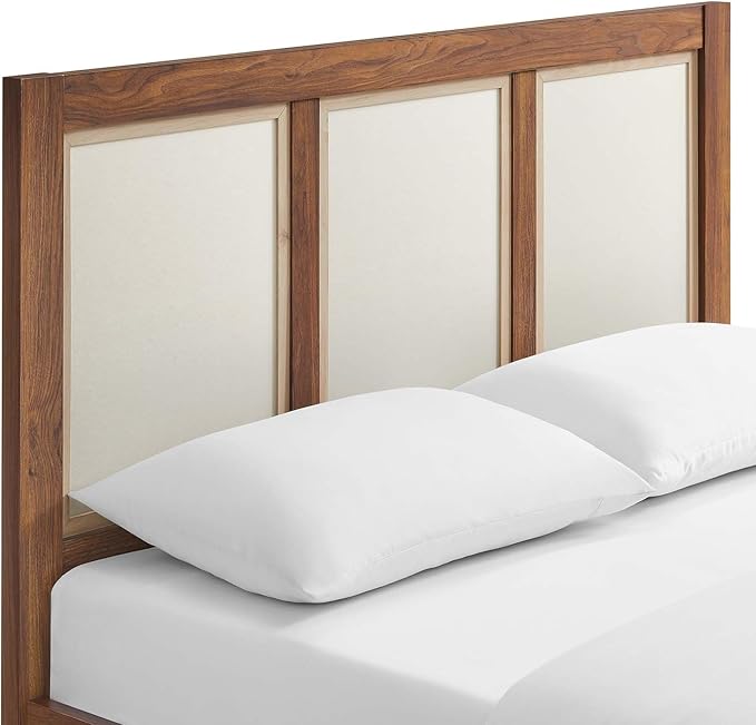 Modway Capri Mid-Century Modern Queen Size Bed in Walnut with Headboard and Footboard