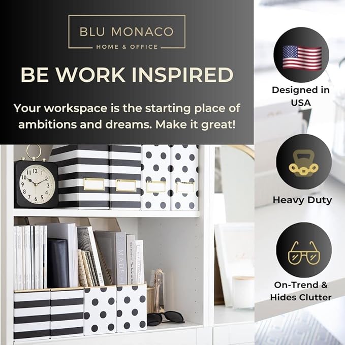 BLU MONACO | Cardboard Magazine File Holder Set of 4 | Vertical Magazine File Holder for Desk and Shelves | Standing File Holder for Classroom School Paper Storage