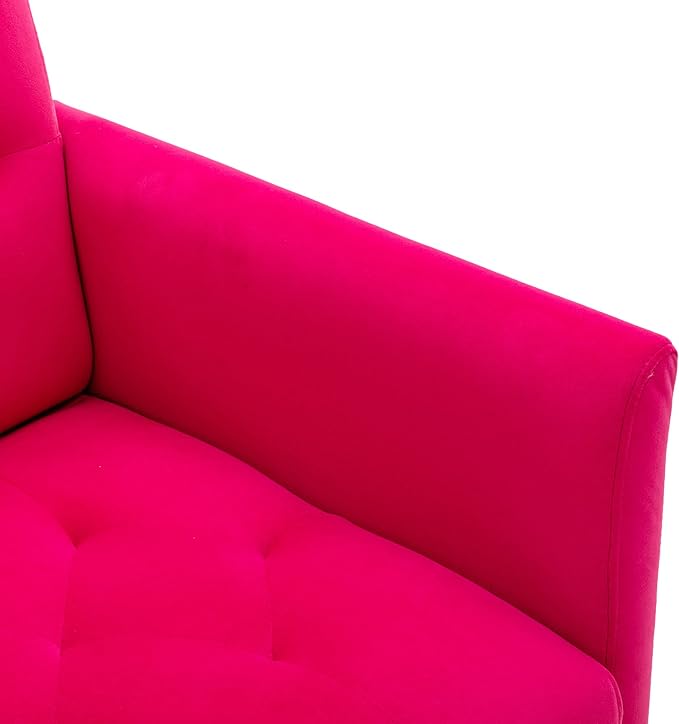 Modern Accent Chair Upholstered Single Sofa Arm Chair for Living Room and Bedroom Upholstered Comfy Armchair Chair with Solid Tapered Metal Legs (Rose Red)
