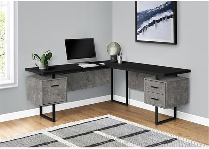 Monarch Specialties I 7617 Computer Desk Home Office Corner Left Right Set-up Storage Drawers 70 L L Shape Work Laptop Metal Laminate Grey Black