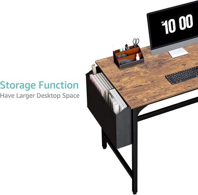 Lufeiya Computer Desk with Drawers - 40 Inch Work Reversible Small Desk for Bedroom Home Office Simple Study Writing Table PC Desks with Drawer Storage Shelves Rustic Brown