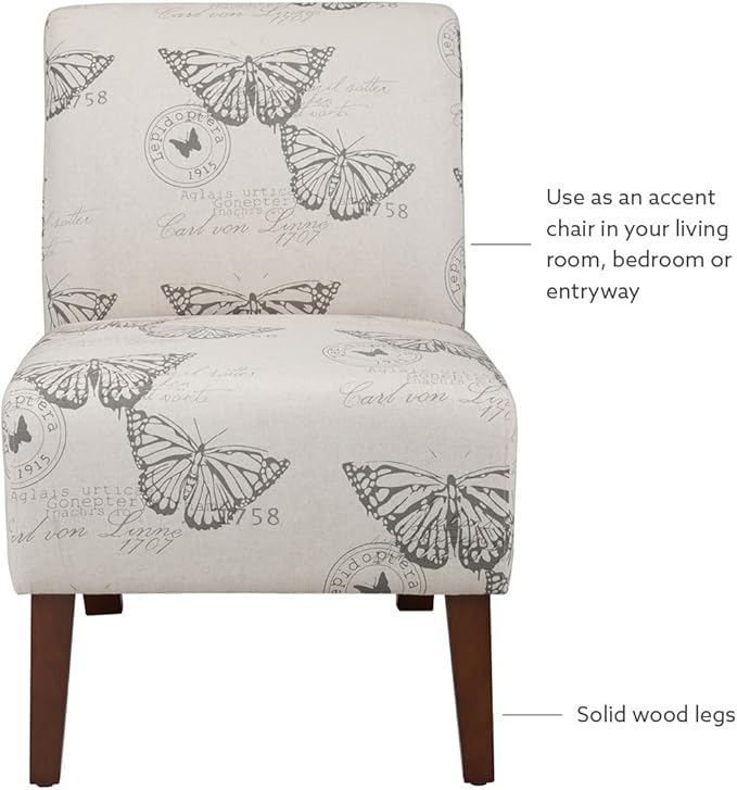 Linon Butterfly Dark Espresso Linen Lily Chair 21.5 W x 29.5 D x 31.5 H