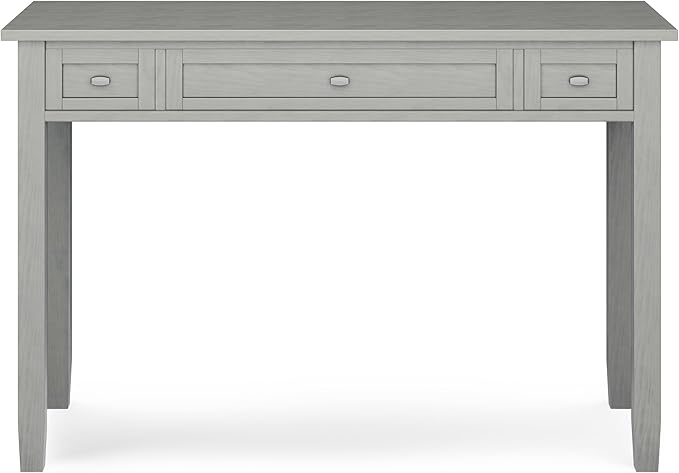 SIMPLIHOME Warm Shaker Desk - 48 Inch Wide Solid Wood Writing Desk in Fog Grey Transitional Home Office Computer Table for Workspace or Study with Flip-Down Keyboard Tray and 2 Drawers