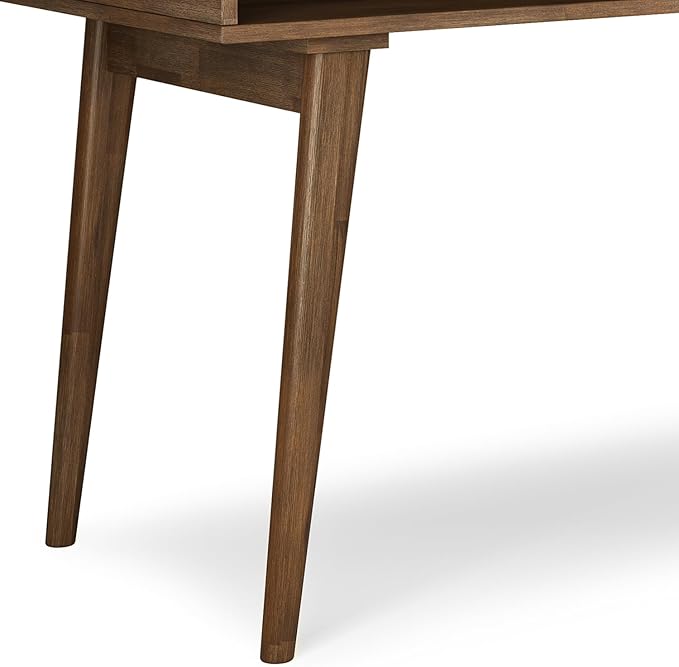 SIMPLIHOME Clarkson Desk - 60 Inch Wide Solid Acacia Wood Writing Desk in Rustic Natural Aged Brown Contemporary Home Office Computer Table for Study with 2 Side Drawers and Open Storage Compartments
