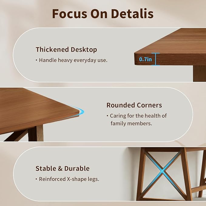 Modern Solid Wood Desk - 42 Simple Computer Table for Home Office Study Writing Workstation in Walnut 42 W x 24 D