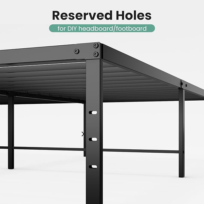 Sweetcrispy Full Size 18 Inch Platform Bed Frame Heavy Duty Metal Foundation Frame Noise-Free Sturdy Steel Slats Underbed Storage No Box Spring Needed Quick Setup