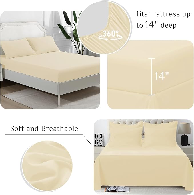 JOLLYVOGUE Twin Comforter Set Ultra-Soft Bed in a Bag Twin Size 5 Pieces Oeko-TEX Certified Bedding Set with Down Alternative Comforter Sheets Pillowcases &amp Shams Light Yellow