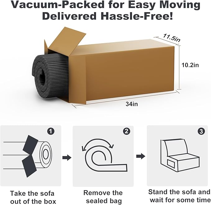 Single Sofa Seat Memory Foam Sofa with Back Support Mini Sofa Resistant to Sagging Suitable for Small Spaces Living Rooms Apartments Dorms Dark Black