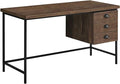 Computer Desk Home Office Laptop Storage Drawers 55 l Work Brown Laminate Black Metal Contemporary Modern