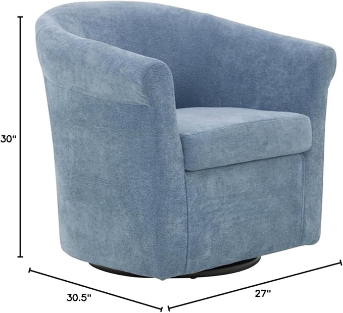 Pemberly Row Traditional Polyester Fabric Club Chair 30 in H x 30.5 in W x 27 in D Light Blue Finish Padded Seat Durable Construction Classic Accent Chair for Living Room or Bedroom