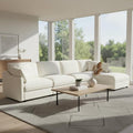 147 Cloud Sectional Couches for Living RoomL Shaped Oversized Modular Modern Linen Sofa with 1 Movable Ottoman5 Deep Seat with 2 Throw PillowsWarm White