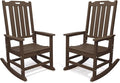 Oversized Rocking Chair Set of 2 Outdoor Rocking Chair for Adults All Weather Resistant Porch Rocker for Lawn Garden Brown