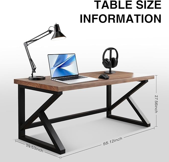 55inch Solid Wood Computer DeskLarge Office Desk Home Simple Modern Long Desk Study Writing Desk Dining Table for Home Office
