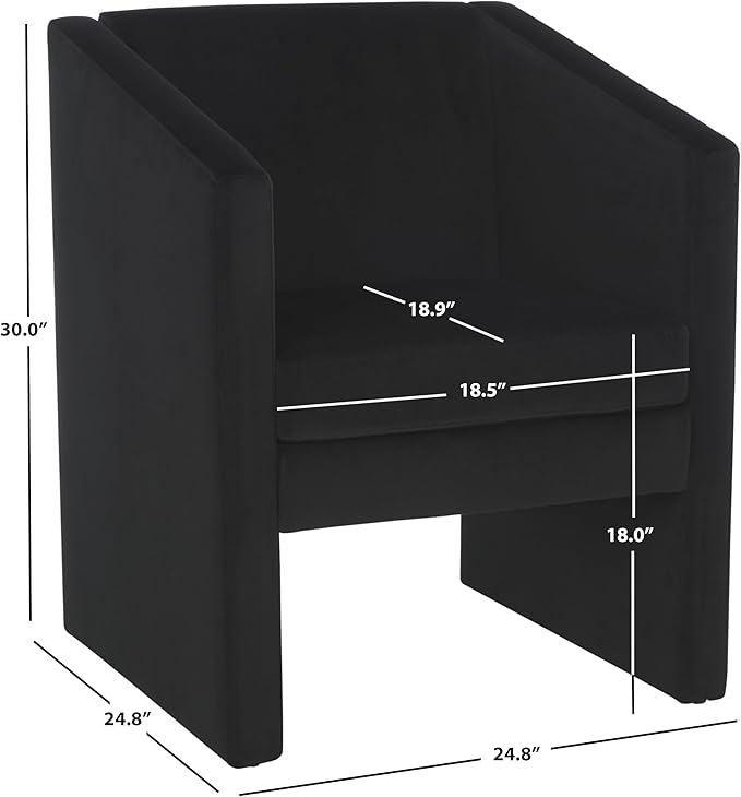 SAFAVIEH Home Collection Ylva Modern Black Velvet Accent Chair