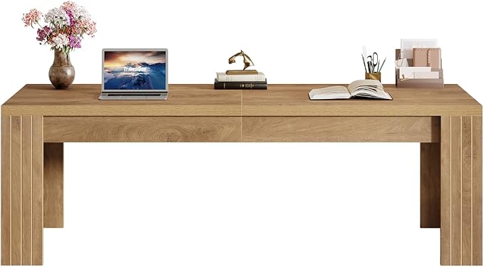 Tribesigns Two Person Desk 78.7-Inch 2 Person Gaming Desk Extra Long Farmhouse Double Computer Desk for Home Office Rustic Brown