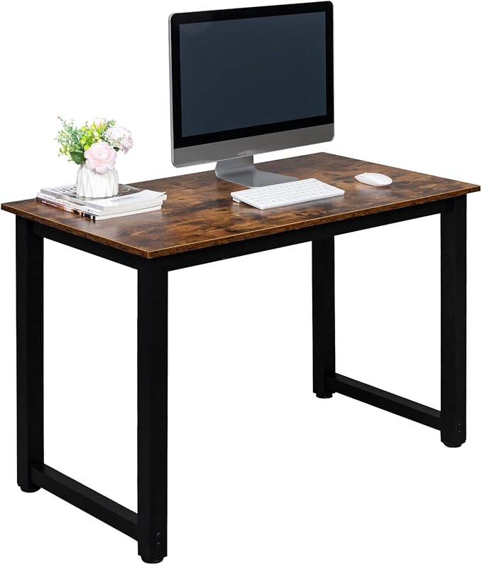 110cm Computer Desk Computer Workstation Home Office Writing Desk Computer Laptop Desk  Wooden Desk for Home Office Small Space Computer Home Office Desk (Retro Color 43.3L x 23.6W x 29.5H)