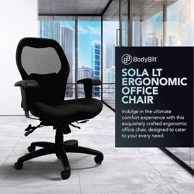 Seating Sola LT Ergonomic Office Chair | Comfortable Mid Back Computer Chair | Back Support Office Chair | Ultra-Soft | Ergonomic Lumbar Support Chair | Swivel Computer Task Chair