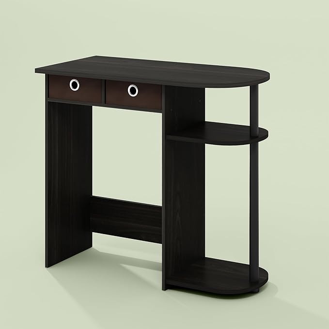 Varel Compact Computer Desk with Bin Drawers and Shelves Charcoal/Black