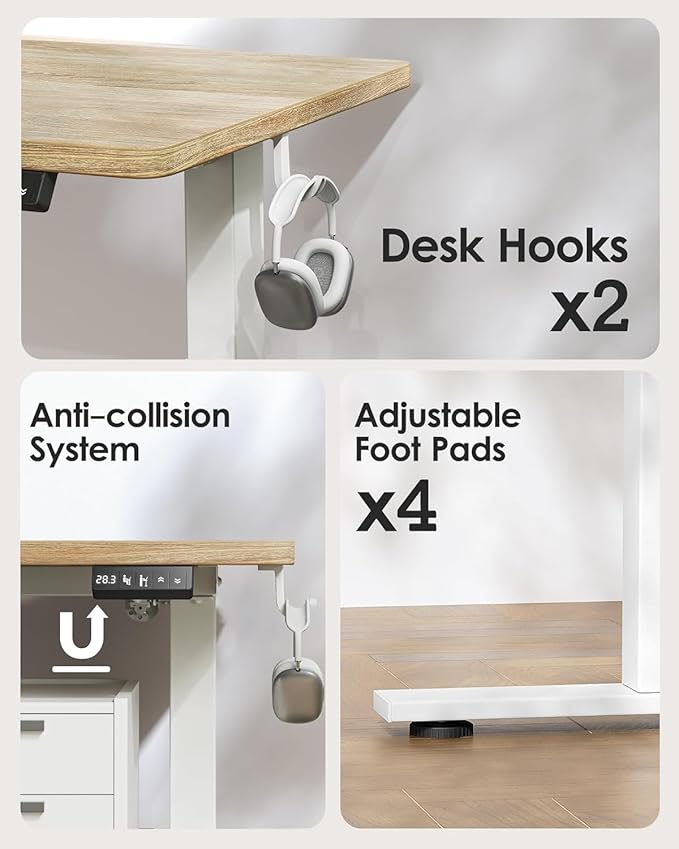 TIQLAB 63 x 24 Inch Electric Standing Desk Sit to Stand Up Work Home Office Table for Study Writing and Games Splice Board Maple