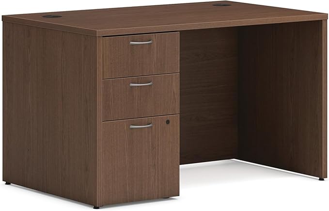 HON MOD Executive Office Desk with Drawers Modern Computer Desk with Pedestal Home Office 48 W Walnut