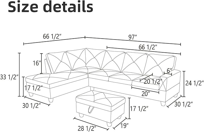 FONTOI L Shaped Sectional Couch Sofa Modern Couches for Living Room Comfy 4 Seat Modular Sectional Sofa with Ottoman Storage for Bedroom Apartment White