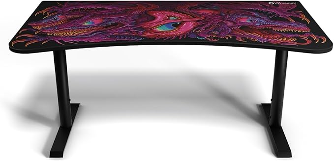 Arozzi Arena Special Edition Ultrawide Curved Gaming and Office Desk with Full Surface Water Resistant Desk Mat Custom Monitor Mount Cable Management Cut Outs - Crawling Chaos