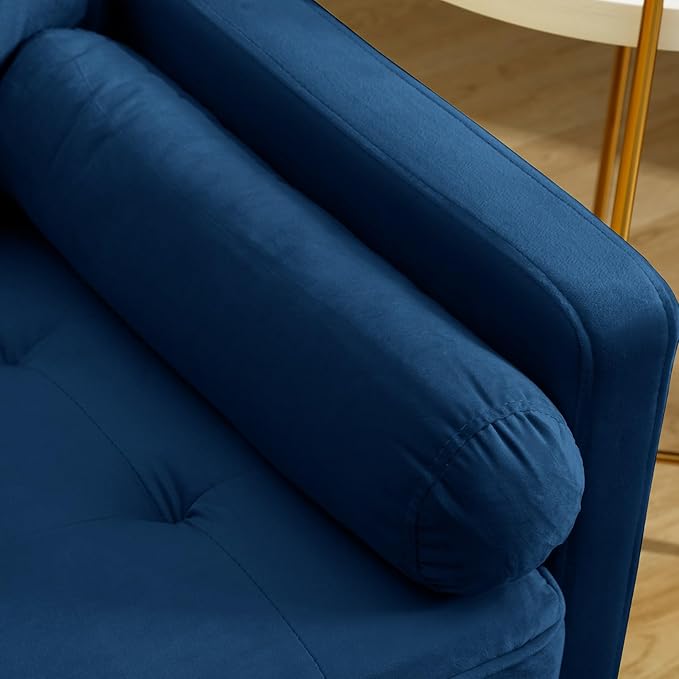 66.9“ Loveseat SofaModern Velvet Small CouchButton Tufted Upholstered Furnituremini CouchSmall loveseat with 2 PillowsSuitable for Living Room Bedroom Apartment. (Blue)