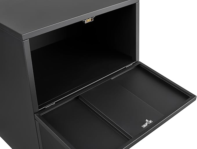 2 Drawer File Cabinet with Lock Small Metal Filing Cabinets Under Desk Storage OrganizerMobile Pedestal Office Drawers Cabinet with DrawersBlack