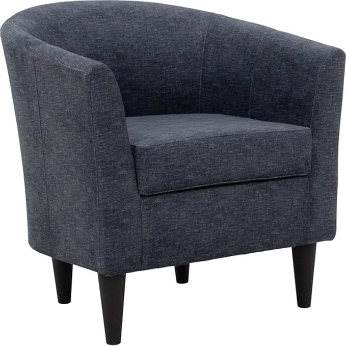 Pemberly Row Traditional Fabric Club Chair 17.5 Seat Height Gray Finish Polyester Upholstery Padded Seat Durable Construction Classic Accent Chair for Living Room or Bedroom
