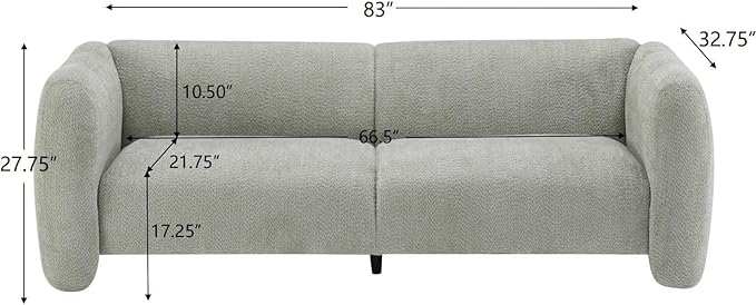 Christopher Knight Home Ahri 83'' Wood Frame Lounge Sofa Couch with Wave Design Soft Seating 3-Seater Sofa with Armrests Comfy Chenille Upholstered Home Sofa for Living Room Light Green