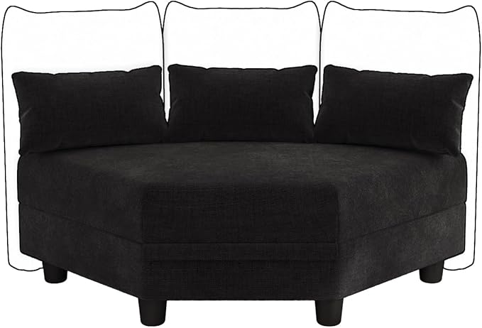 LLappuil Extra Large Hexagon Seat for Modular Sectional Sofa with Hidden Storage Carton C Only Compatible for Carton D Black Chenille | Tool Free Assembly Flexible Layouts
