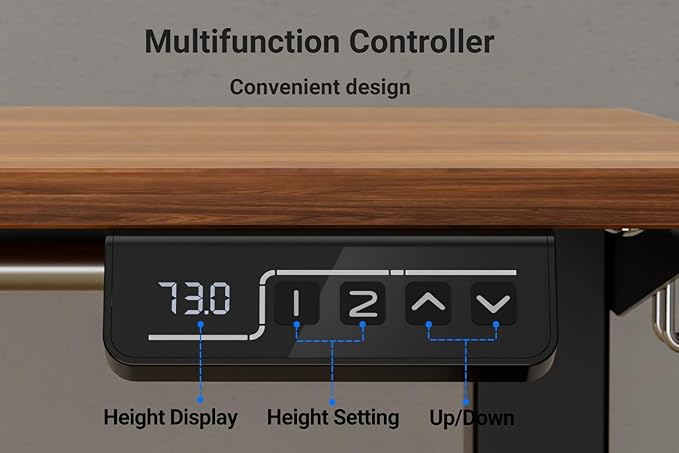 Standing Desk Height Adjustable Electric Desk 47.2 x 23.6 Inches Sit Stand up Desk Computer Home Office Desk Memory Preset with Two-Piece Desktop (Dark Walnut Look 48 x 24 Inches)