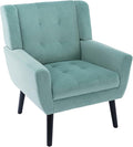 Dolonm Midcentury Modern Velvet Accent Chair with Arms Upholstered Reading Side Chair Tufted Back Decorative Wingback Chair for Living Room Bedroom (Mint Green)