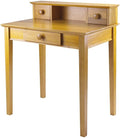 Maykoosh Writing Desk with Hutch - Honey Pine Finish 3 Drawers Home Office Desk Light Wood Workspace