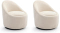 COLAMY Chenille Fabric 360 Swivel Accent Chair Beige