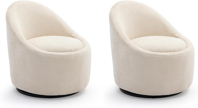 COLAMY Chenille Fabric 360 Swivel Accent Chair Beige