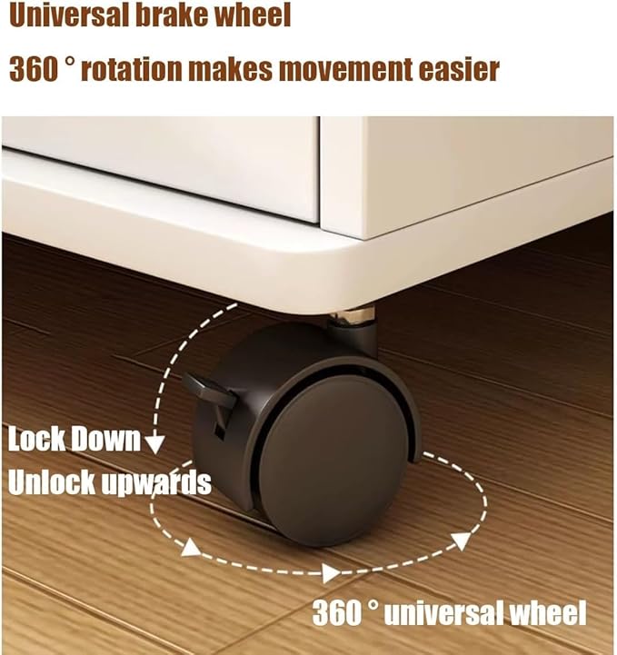 Wood File Cabinet with Lock Mobile Lateral Filing Cabinet for Home Office Printer Stand with Adjustable Shelves Under Desk Filing Cabinet for A4/Letter(Color:White)