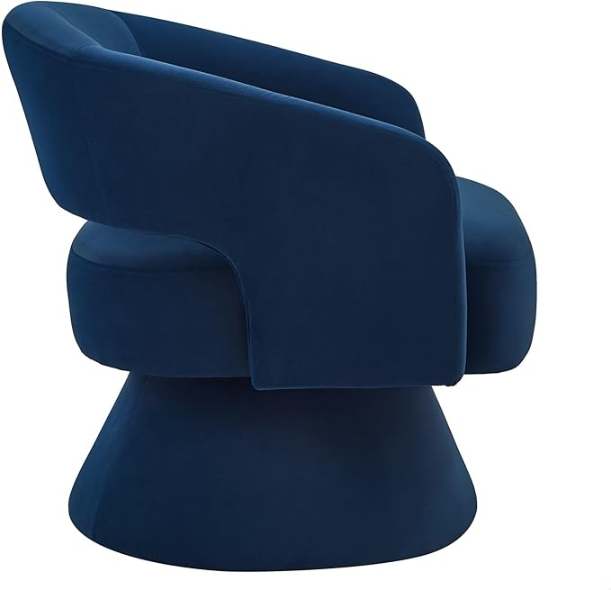 GDFStudio Swivel Barrel Chair Accent Arm Chair for Living Room Upholstered Velvet Round Reading Armchair Modern 360 Degree Comfy Swivel Chair with Open Backrest for Bedroom Office Navy Blue