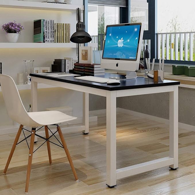 Computer Desk 43in Wood Work Desk Large Gaming Writing Desk PC Laptop Table Study Workstation Home Office Furniture (Black)