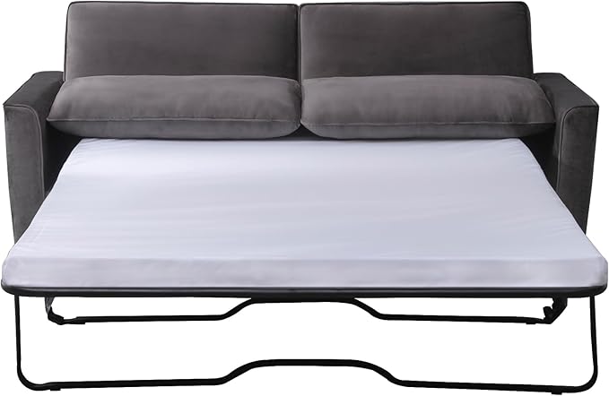 77 Queen Size Pull Out Sofa Bed 2 in 1 Sleeper Sofa Couch Bed Velvet Modern Convertible Guest Sofa Couch Beds Queen Mattress Cushions Pillow Include for Home Apartment Office Dark Grey