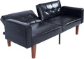 Faux Leather Adjustable Sofa Two-Seater Sofa with Wooden Legs Foldable Sofa Bed mid-Century Style Lounge Sofa Suitable for Apartments Living Room Bedroom Study Office Lounge black (black)