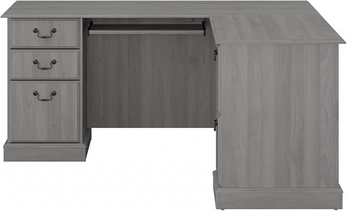 Bush Home Saratoga L Shaped Computer Desk with Drawers and Storage in Modern Gray | Large Corner Office Table for Workspace